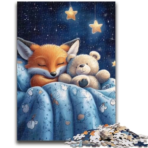 Fuchs- und Teddy-Puzzle mit 1000 Teilen für Teenager, zum Zeitvertreib zu Hause Jedes Teil ist einzigartig – anspruchsvolles Familienspiel (50x75cm) von AADSAZA