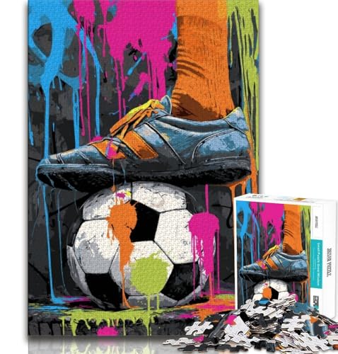 Fußball-Ölgemälde-Puzzle für Teenager, 1000 Puzzles, Stressabbau, schwierige Herausforderung, geeignet als Schreibtischdekoration (38x26cm) von AADSAZA