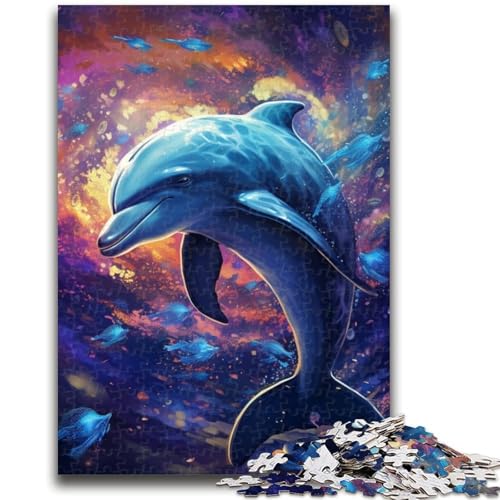 Galaxy Dolphin Puzzles für Erwachsene 1000, Lernspielzeug, Familienspiele mit passendem Poster und Quizblatt (38x26cm) von AADSAZA