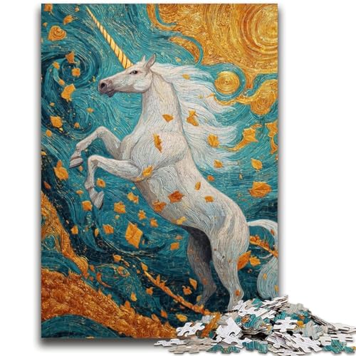 Geheimnisvolles Einhorn-Puzzle mit 1000 Teilen für Teenager, Denkspiel, Wanddekoration, einzigartige Geburtstags (50x75cm) von AADSAZA