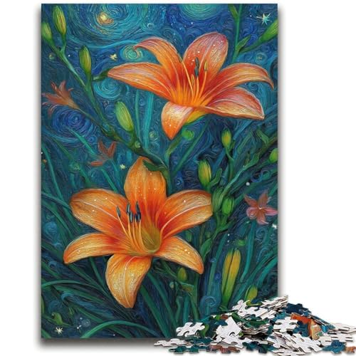 Gelbe Lilien am Nachthimmel, Puzzle für Teenager, 2000 Teile, anspruchsvolles Spiel, Geschenke, ganze Familie (70x100cm) von AADSAZA