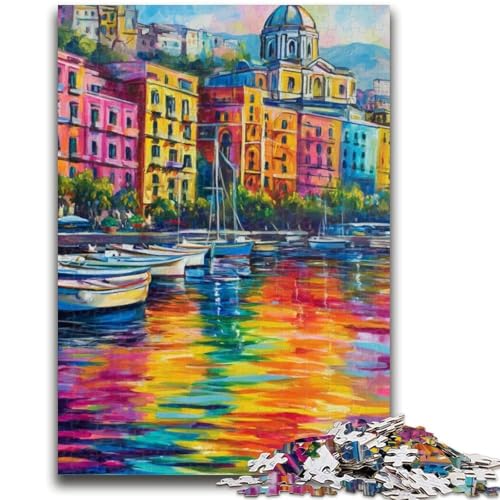 Gemälde der Uferpromenade von Neapel, Italien, Puzzle mit 1000 Teilen für Teenager, Denkspiel, Wanddekoration, einzigartige Geburtstags (38x26cm) von AADSAZA