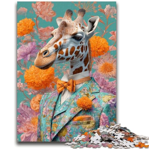 Giraffe im Anzug, Puzzle 1000 Teile für Erwachsene und Jugendliche, zum Zeitvertreib zu Hause mit vollständig ineinandergreifenden, zufällig geformten Teilen (50x75cm) von AADSAZA