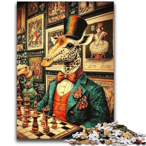Giraffen Spielen Schach, 2000-teiliges Puzzle für Erwachsene und Jugendliche, Spielzeug, Lernspiele, Stressabbau, Wunschliste mit Weihnachtsmann (70x100cm) von AADSAZA