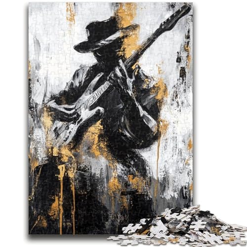 Gitarre Spielen, Ölgemälde-Puzzle, 1000 Teile, Geschenk für Erwachsene, anspruchsvolles Spiel und Familienspiel, ganze Familie (50x75cm) von AADSAZA