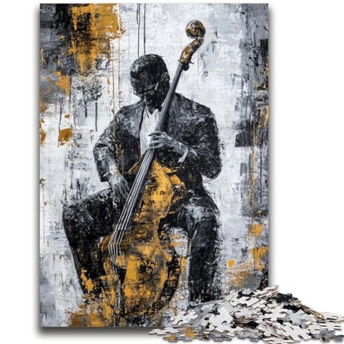 Gitarre Spielen, Ölgemälde-Puzzle, 1000 Teile, für Erwachsene und Jugendliche, anspruchsvolles Spiel und Familienspiel, ganze Familie (38x26cm) von AADSAZA