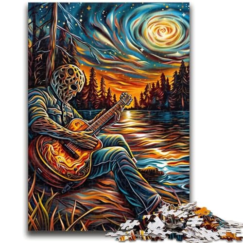 Gitarre Spielen unter den Sternen, Puzzle für Erwachsene, 1000 Teile, Lernspielzeug, Familienspiele, Geschenke für Freunde und Familie (50x75cm) von AADSAZA
