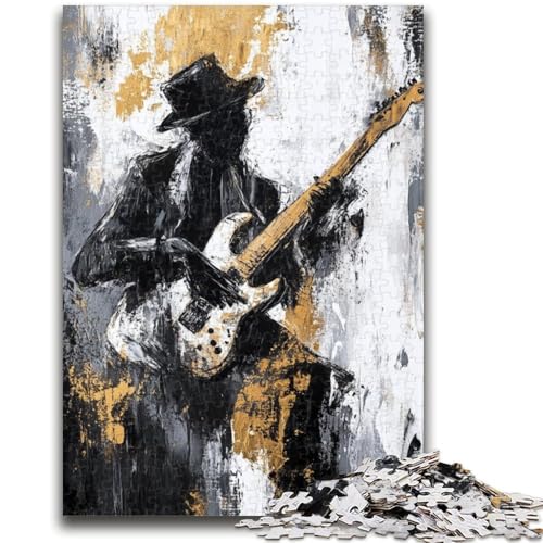Gitarre spielendes Ölgemälde-Puzzle mit 1000 Teilen für Teenager-Geschenke, Quizspiel, Wanddekoration, einzigartige Geburtstags (38x26cm) von AADSAZA