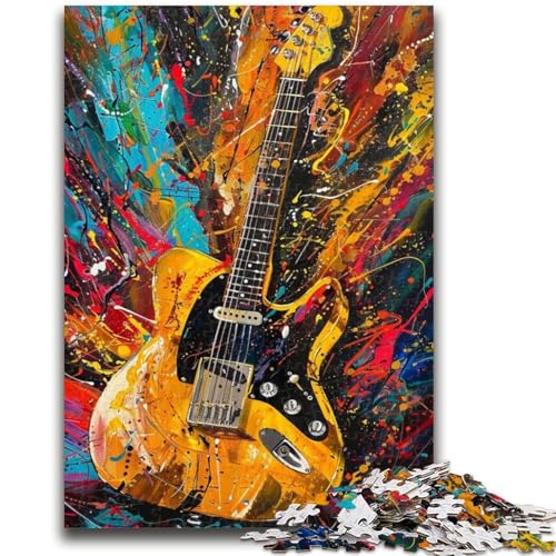 Gitarren-Ölgemälde, 1000 Teile, Puzzle für Erwachsene und Jugendliche, Spielzeug, Lernspiele, stressabbauende Wanddekoration (38x26cm) von AADSAZA