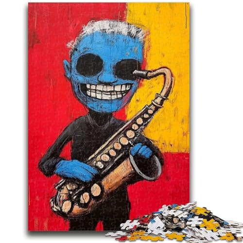 Gitarristen-Puzzle im Basquiat-Stil, 1000 Teile, Geschenk für Teenager, Quizspiel, Wanddekoration, einzigartige Geburtstags (50x75cm) von AADSAZA