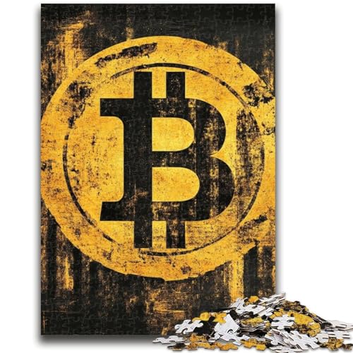 Golden Bitcoin 1000-teiliges Puzzle für Erwachsene und Jugendliche, Spielzeug, Lernspiele, Stressabbau, Wunschliste mit Weihnachtsmann (38x26cm) von AADSAZA