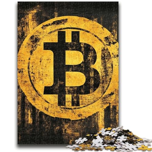 Golden Bitcoin Puzzles für Teenager, 1000 Puzzles, Spielzeug, Lernspiele, Stressabbau, geeignet als Schreibtischdekoration (50x75cm) von AADSAZA