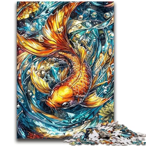 Golden Carp Puzzle für Teenager, 1000 Teile, anspruchsvolles Spiel und Familienspiel mit vollständig ineinandergreifenden, zufällig geformten Teilen (38x26cm) von AADSAZA