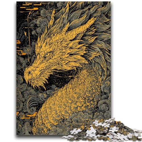 Golden Dragon Puzzle für Erwachsene, 1000 Teile, Denkspiel, Wanddekoration, einzigartige Geburtstags (38x26cm) von AADSAZA