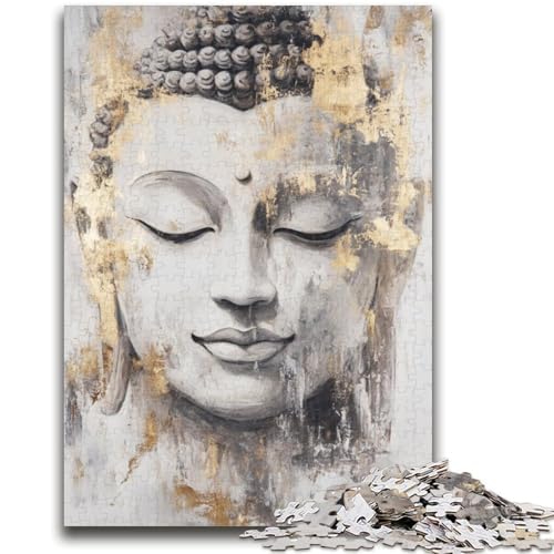 Goldene Buddha-Statue, Puzzle für Erwachsene und Teenager, 1000 Teile, Familienspiel, Stressabbau, schwierige Herausforderung, tolle Geschenke und Spielzeuge (38x26cm) von AADSAZA