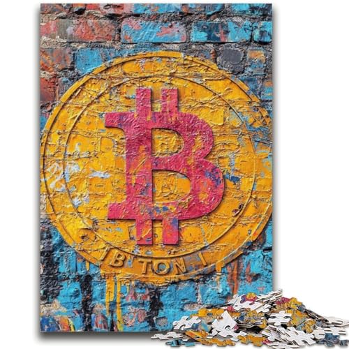 Graffiti Bitcoin 1000-teiliges Puzzle für Erwachsene und Jugendliche, Spielzeug, Lernspiele, stressabbauende Wanddekoration (38x26cm) von AADSAZA