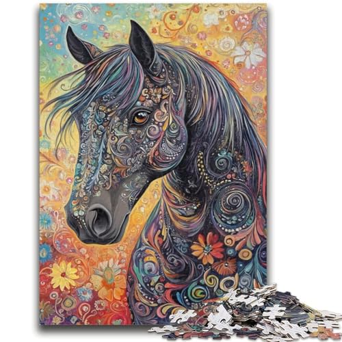 Graffiti-Pferd, 1000-teiliges Puzzle für Erwachsene, Stressabbau, schwierige Herausforderung, gutes Geschenk für die ganze Familie (38x26cm) von AADSAZA