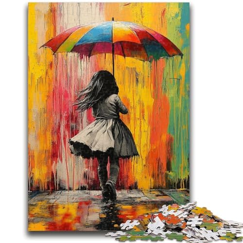 Graffiti-Puzzle mit kleinem Mädchen und Regenschirm, 1000 Teile, für Teenager, Lernspielzeug, Familienspiele, Geschenke für Freunde und Familie (38x26cm) von AADSAZA