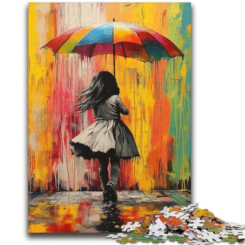 Graffiti-Puzzle mit kleinem Mädchen und Regenschirm, 2000 Teile, Geschenk für Teenager, Stressabbau, schwierige Herausforderung, stärkt die Liebe zwischen Paaren (70x100cm) von AADSAZA