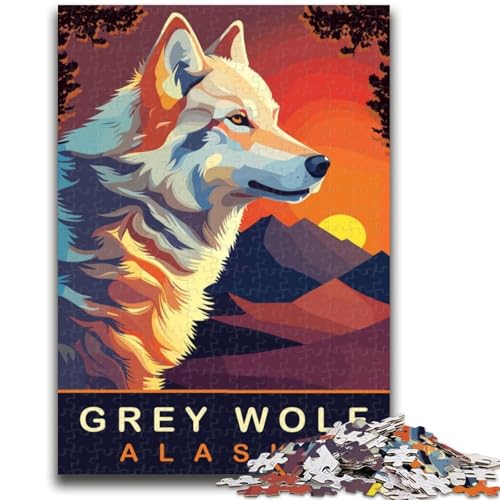 Grauer Wolf Puzzle für Erwachsene 1000 Teile Puzzle, Denkspiel Wanddekoration Einzigartige Geburtstags (50x75cm) von AADSAZA