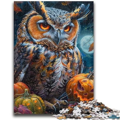 Halloween-Eulen-Puzzle 1000 Teile für Erwachsene, Familienspiel zum Stressabbau, schwierige Herausforderung, tolle Geschenke und Spielzeuge (50x75cm) von AADSAZA
