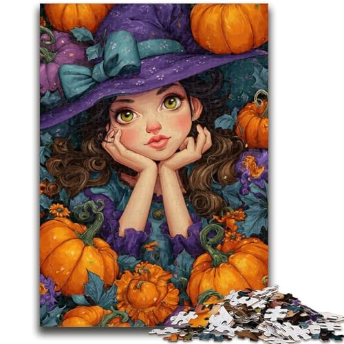 Halloween-Puzzle mit Kürbis-Mädchen, 1000 Teile, für Jugendliche und Erwachsene, anspruchsvolle Spielegeschenke, ganze Familie (50x75cm) von AADSAZA