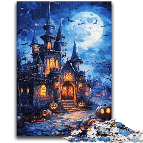 Halloween-Schloss, 1000-teiliges Puzzle für Teenager, Stressabbau, Zeitvertreib zu Hause, mit passendem Poster und Quizblatt (50x75cm) von AADSAZA