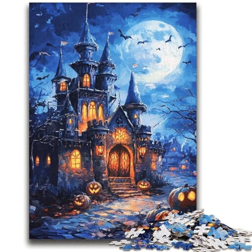 Halloween-Schloss, 2000-teiliges Puzzle für Teenager, Stressabbau, Zeitvertreib zu Hause, mit passendem Poster und Quizblatt (70x100cm) von AADSAZA