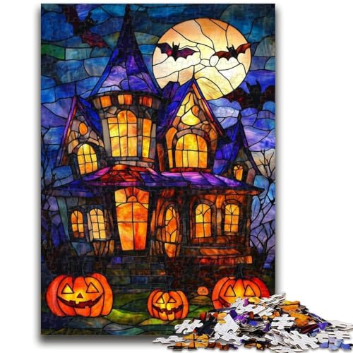 Halloween-Schloss-Puzzle für Erwachsene, 1000 Teile, Spielzeug, Lernspiele, Stressabbau, geeignet als Schreibtischdekoration (50x75cm) von AADSAZA