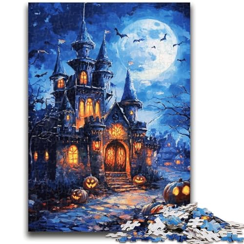 Halloween-Schloss-Puzzle für Erwachsene, 1000 Teile, anspruchsvoll zu vervollständigen, Aber lustiges und humorvolles Lernspiel zum Geburtstag (38x26cm) von AADSAZA