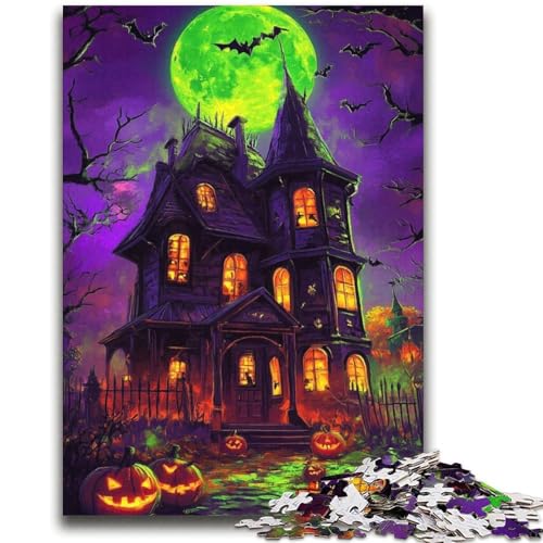 Halloween-Schloss-Puzzles für Erwachsene und Jugendliche, 2000 Teile, helfen dem Gehirn, süchtig machendes Spielzeug zu trainieren, um Geduld zu fördern, geeignet für Paare (70x100cm) von AADSAZA
