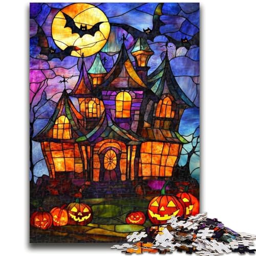Halloween-Schloss-Puzzles für Teenager, 1000 Teile, helfen dem Gehirn, süchtig machendes Spielzeug zu trainieren, um Geduld zu fördern, einzigartiges Herausforderungsspiel (50x75cm) von AADSAZA