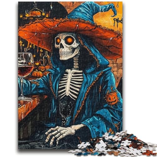 Halloween-Skelett-Puzzle für Erwachsene und Jugendliche, 1000 Teile, hilft dem Gehirn, süchtig machendes Spielzeug zu trainieren, um Geduld zu fördern, geeignet für Paare (38x26cm) von AADSAZA