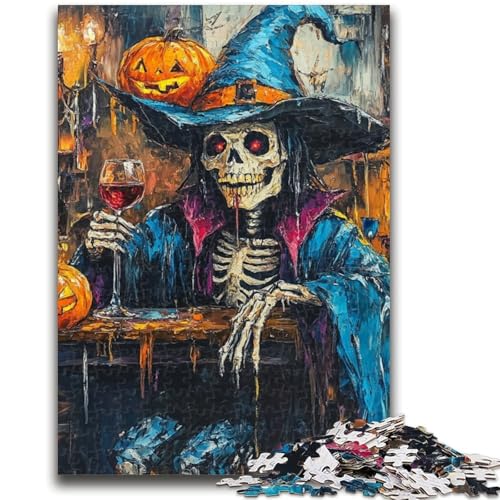 Halloween-Skelett-Puzzle für Teenager, 1000 Teile, Mustermontage, Spaß bei Aktivitäten zu Hause, Geburtstagsgeschenk, Reisegeschenke (50x75cm) von AADSAZA