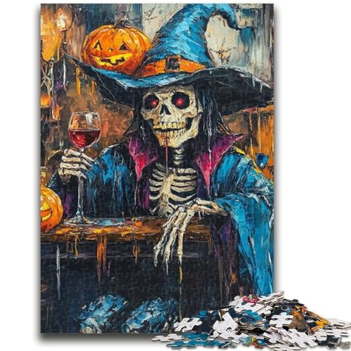 Halloween-Skelett-Puzzle mit 1000 Teilen für Teenager, anspruchsvolle Familienaktivitätsspiele, DIY-Spielzeug für die Wanddekoration zu Hause (38x26cm) von AADSAZA