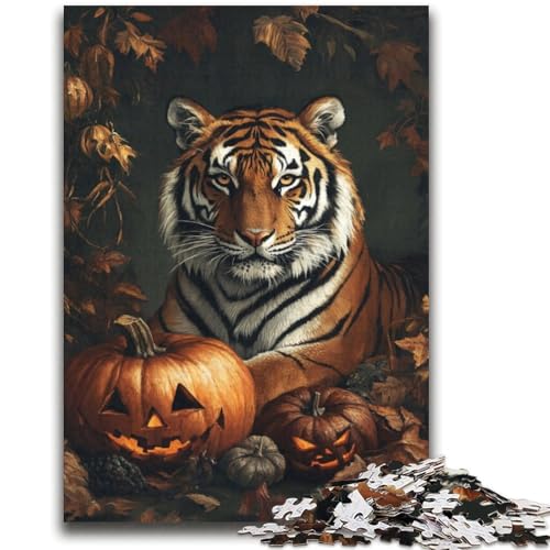 Halloween-Tiger-Puzzle, 2000 Teile, für Erwachsene, entspannendes intellektuelles Lernspielzeug, Geburtstagsgeschenk, Geschenke, Wandkunst (70x100cm) von AADSAZA