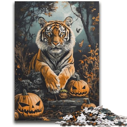 Halloween-Tiger-Puzzles für Teenager, 2000 Teile, Denksportspiel, Wanddekoration, einzigartige Geburtstags (70x100cm) von AADSAZA
