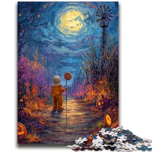 Halloween unter dem Nachthimmel, Puzzle für Teenager, 1000 Teile, Dekomprimierendes intellektuelles Lernspielzeug, Wichtelgeschenke (38x26cm) von AADSAZA