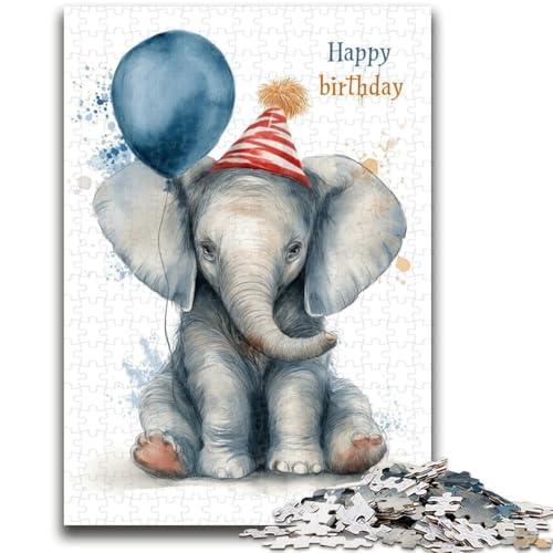 Happy Birthday Elefant 1000 Teile Puzzle für Erwachsene und Jugendliche, Spielzeug, Lernspiele, stressabbauende Wanddekoration (50x75cm) von AADSAZA