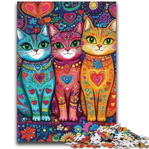 Happy Cat Puzzle 1000 Teile für Teenager, Denkspiel, Wanddekoration, einzigartige Geburtstags (38x26cm) von AADSAZA