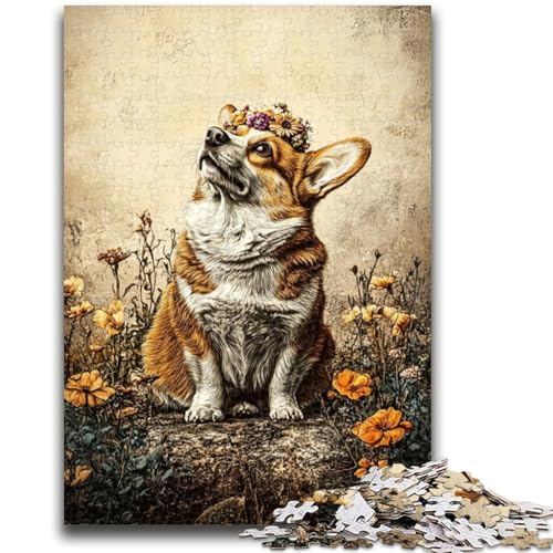 Happy Corgi Puzzle für Teenager, 1000 Teile, anspruchsvolles Spielgeschenk, ganze Familie (38x26cm) von AADSAZA
