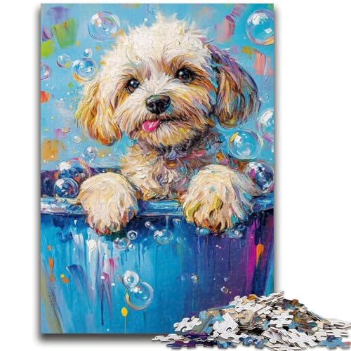 Happy Dog 1000-teiliges Puzzle für Erwachsene und Jugendliche, Stressabbau, schwierige Herausforderung, gutes Geschenk für die ganze Familie (38x26cm) von AADSAZA