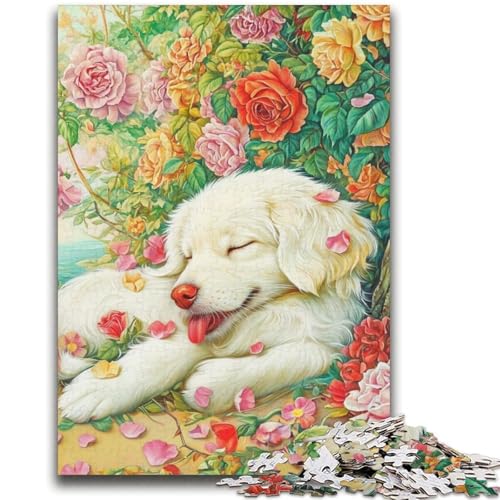 Happy Golden Retriever 2000-teiliges Puzzle für Erwachsene und Jugendliche, Spielzeug, Lernspiele, Stressabbau, geeignet als Schreibtischdekoration (70x100cm) von AADSAZA