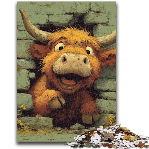 Happy Highlands Cow Puzzle für Erwachsene, 1000 Teile, hilft dem Gehirn, süchtig machendes Spielzeug zu trainieren, um Geduld bei der Eltern-Kind-Interaktion zu fördern (50x75cm) von AADSAZA