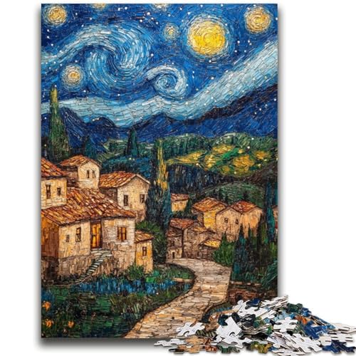 Haus unter dem Nachthimmel, Puzzle für Erwachsene, 1000 Teile, anspruchsvolles Spiel und Familienspiel, Wanddekoration, einzigartige Geburtstags (50x75cm) von AADSAZA