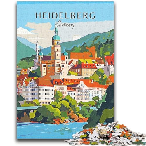 Heidelberg, Deutschland-Reise, 1000-teiliges Puzzle, anspruchsvolles Spiel und Familienspiel, Wanddekoration, einzigartige Geburtstags (50x75cm) von AADSAZA
