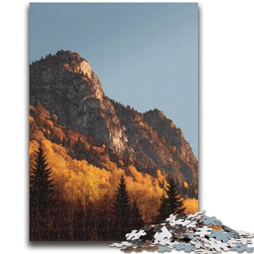 Herbstliche Berge Puzzle für Erwachsene, 1000 Teile, anspruchsvoll zu vervollständigen, Aber lustig und humorvoll, mit passendem Poster und Quizblatt (38x26cm) von AADSAZA