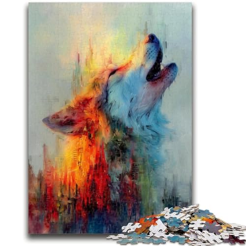 Heulender Wolf, 1000-teiliges Puzzle für Erwachsene und Jugendliche, Spielzeug, Lernspiele, stressabbauende Wanddekoration (50x75cm) von AADSAZA