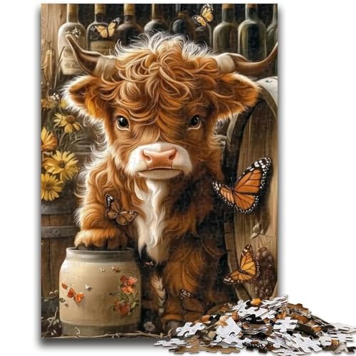 Highland Cow 1000-teiliges Puzzle für Erwachsene, Geschenke, Denkspiel, Wanddekoration, einzigartige Geburtstags (38x26cm) von AADSAZA