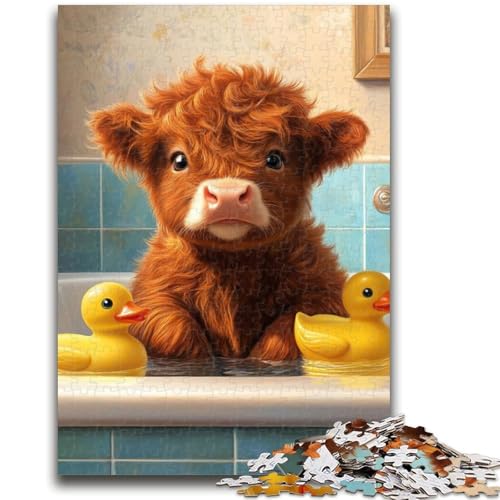 Highland Cow Baby 1000-teiliges Puzzle für Erwachsene und Jugendliche, Denkspiel, Wanddekoration, einzigartige Geburtstags (38x26cm) von AADSAZA